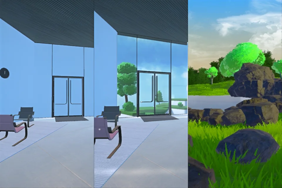 Different virtual scenes studied for remote couselling in VR.