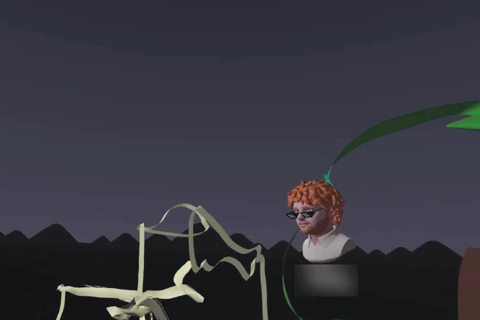 The therapist's view in the CVE running on Oculus Quest 2. The name of the client has been delibrately blurred.
